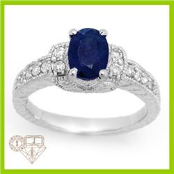 Genuine 1.79ctw Sapphire & Diamond Ring 14K White Gold