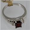Genuine 1.31 ctw Garnet & Diamond Ring 14KT White Gold 
