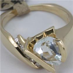 Genuine 1.84 ctw Aquamarine & Diamond Ring 14KT Gold-Yellow 