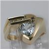 Genuine 1.39 ctw Aquamarine  & Diamond Ring 14KT Yellow Gold 
