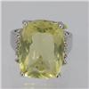 Genuine  16.97 ctw  Lemon Quartz Ring  14KT White Gold  Ring Size  7.75
