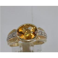Genuine 2.36 ctw Citrine  & Diamond Ring 14KT Yellow Gold 