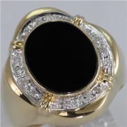 Genuine 0.23 ctw Diamond & Black Enamel Ring 14KT Gold-Yellow 
