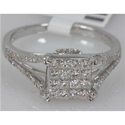 Genuine 0.79ctwPrincess cut Diamond Ring14kt White Gold
