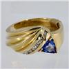 Genuine  0.50 ctw Tanzanite & Diamond Ring 14KT Yellow Gold Ring Size 7