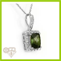Genuine 2.29 ctw Green Tourmaline & Diamond Necklace Gold