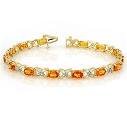 Genuine 10.18 ct Orange Sapphire & Diamond Bracelet Gold
