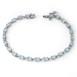 Genuine 8.10 ctw Blue Topaz Bracelet 10K White Gold