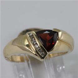 Genuine 1.36 ctw Garnet  & Diamond Ring 14KT Yellow Gold 