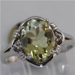 Genuine 2.14 ctw Peridot & Diamond Ring 14KT Gold-White 