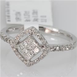 Genuine 0.6 ctwPrincess cut Diamond Ring 14kt White Gold