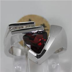 Genuine 1.99 ctw Garnet & Diamond Ring 14KT Yellow Gold 