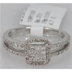 Genuine 0.84 ctw Princess cut Diamond Ring 14kt White Gold