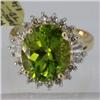 Image 1 : Genuine  7.76 ctw  Peridot Ring  14KT Yellow Gold