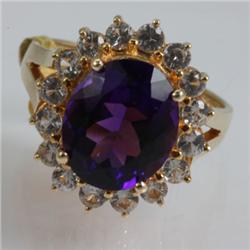 Genuine  5.85 ctw  Amethyst  Ring  14KT Yellow Gold  Ring Size  7