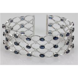 Genuine Vintage Design 26.75 ctw Sapphire Bracelet 14KT White Gold 