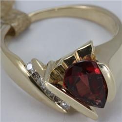 Genuine 2.22 ctw Garnet & Diamond Ring 14KT Gold-Yellow 