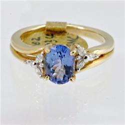 Genuine  1.37 ctw Tanzanite & Diamond Ring 14KT Yellow Gold Ring Size 7