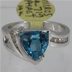 Genuine  3.73 ctw  Blue Topaz Ring  14KT White Gold  Ring Size  7.5