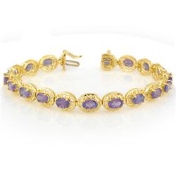 Genuine 18.02 ctw Tanzanite Bracelet 10K Yellow Gold
