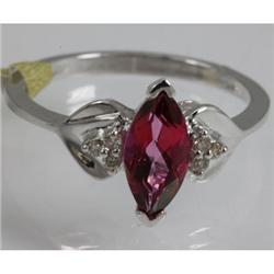 Genuine  2.01 ctw  Pink Rose  Ring  14KT White Gold  Ring Size  7
