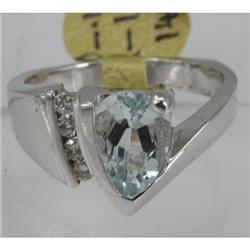 Genuine  1.83 ctw  Aquamarine Ring  14KT White Gold  Ring Size  7.5