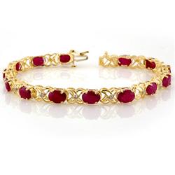 Genuine 16.08 ctw Ruby & Diamond Bracelet Yellow Gold