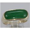 Genuine 19X8MM Green Jade Ring 14KT Gold-Yellow 