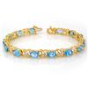 Genuine 13.58 ctw Blue Topaz & Diamond Bracelet 10K Gold