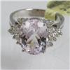 Genuine  6.64 ctw  Pink Kunzite Ring  14KT White Gold  Ring Size  5.25