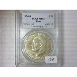 1976- S SILVER IKE DOLLAR PCGS MS65