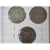 Image 2 : 3 HOLED OR DAMAGED THREE CENT PIECES (NICKEL)