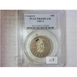 1989-S CONGRESS HALF DOLLAR PCGS PR69DCAM