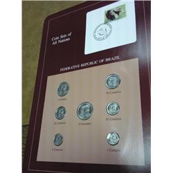 FEDERATIVE REPUBLIC OF BRAZIL COIN & STAMP SET UNC