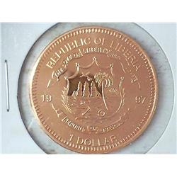1997 LIBERIA $1 PROOF LIKE (UNC)