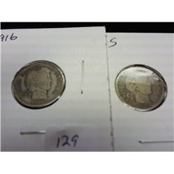 1916 & 16-S BARBER DIMES