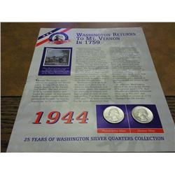 1944-P/D SILVER WASHINGTON QUARTERS