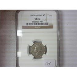 1937 CANADA FIVE CENT NGC VF35