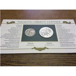 1994 AMERICAN SILVER EAGLE & 1944 WALKING LIB HALF