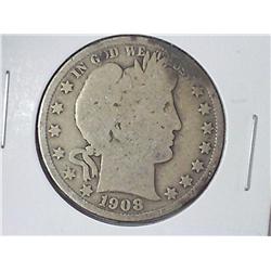1908-S BARBER HALF DOLLAR (TONED)