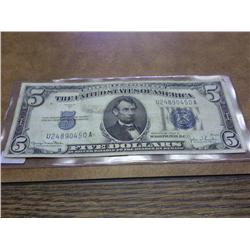 1934-D $5 SILVER CERTIFICATE (BLUE SEAL)