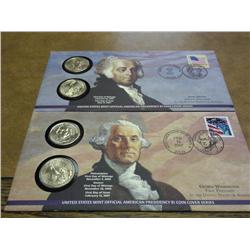 2 US MINT PRESIDENTIAL DOLLAR FDC'S