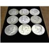 Image 1 : 9 ASSORTED 1964 SILVER KENNEDY HALF DOLLARS