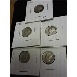 1924, 25, 26, 27 AND 29-S MERCURY DIMES
