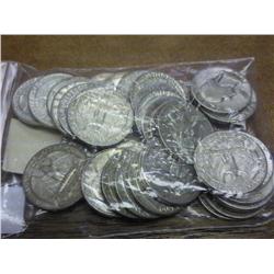40 ASSORTED SILVER WASHINGTON QUARTERS