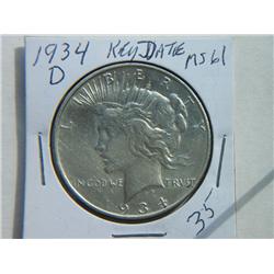 1934-D PEACE DOLLAR