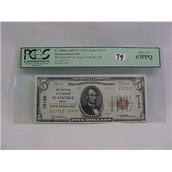 $5 Natl 1929 Ty2 Evansville IN