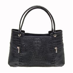 Ladies Black Crocodile Handbag (ACT-092)