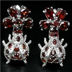 67ctw Top Red Garnet Sterling Ladybug Earrings  (JEW-2297)