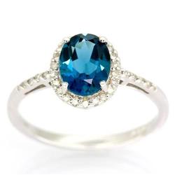 2.05Ct London Blue Topaz 30 Diamond White 9K Ring (JEW-9088X)